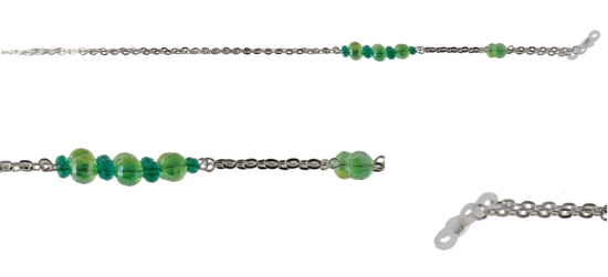 Green beads and silver chain - Green 